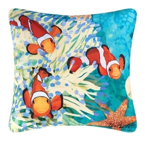 18 Tropical Coral Reef and Star Fish Square Outdoor Throw Pillow Polyester Down Filler - All