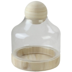 7.25 Transparent Glass Hurricane with Decorative Wooden Lid - All