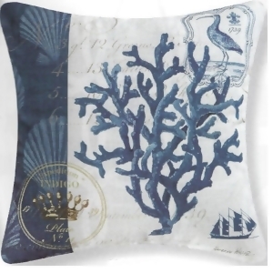 18 Decorative Indigo Coral Reef Square Outdoor Throw Pillow Polyester Down Filler - All