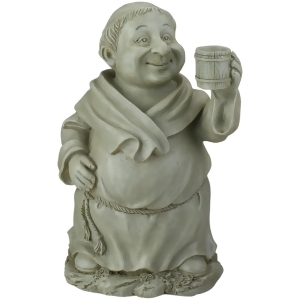 11.5 Gray Smiling Monk with a Mug Religious Outdoor Patio Garden Statue - All