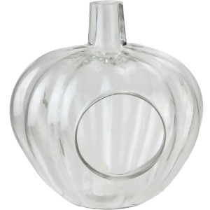 10.5 Transparent Glass Pumpkin Shaped Decorative Pillar Candle Holder - All