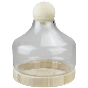 11.75 Transparent Glass Hurricane with Decorative Wooden Lid and Base - All
