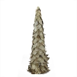 24 Country Cabin Sequined and Glittered Birch Leaf Christmas Cone Tree Decoration Unlit - All