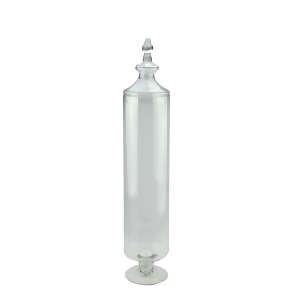 29 Transparent Glass Cylindrical Jar with Finial Topped Lid - All