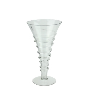 15.75 Transparent Glass Trumpet Vase with Decorative Spiral Accent - All