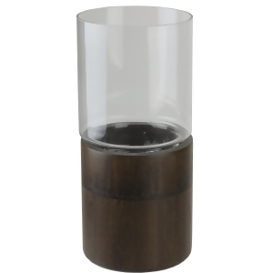 12 Clear Glass Hurricane Pillar Candle Holder with Wooden Base - All