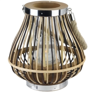 9.25 Rustic Chic Pear Shaped Rattan Candle Holder Lantern with Jute Handle - All