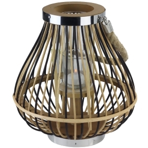 11 Rustic Chic Pear Shaped Rattan Candle Holder Lantern with Jute Handle - All
