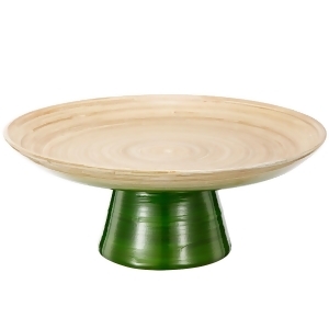 12 Green and Tan Decorative Ombre Dynasty Bamboo Presentation Pedestal Tray - All