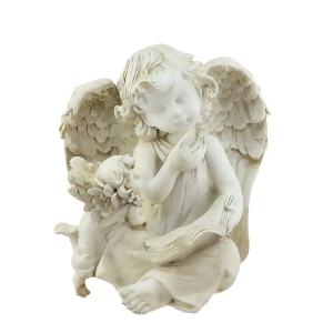 8.5 Heavenly Gardens Distressed Ivory Sitting Angel with Book Friend Outdoor Patio Garden Statue - All