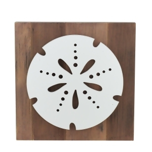15.75 White Sand Dollar on Rustic Brown Background Decorative Wall Plaque - All