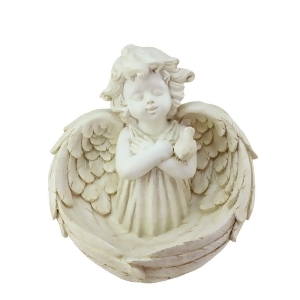 9.5 Heavenly Gardens Distressed Ivory Cherub Angel Bird Feeder Outdoor Patio Garden Statue - All