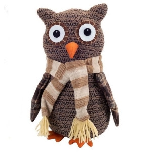 12.25 Country Cabin Decorative Plush Brown and Beige Plaid Owl Christmas Table Top Decoration - All