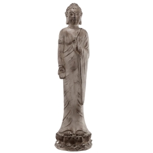 28.5 Decorative Distressed Gray-Brown Standing Buddha Statue - All