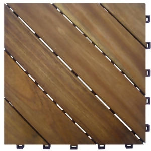 Set of 10 Two-Tone Brown Wood Outdoor Diagonal Flooring Tiles 12 x 12 - All