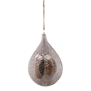 7.5 Winter Light Dangling Pine Cones in Frosted Glass Teardrop Christmas Ornament - All