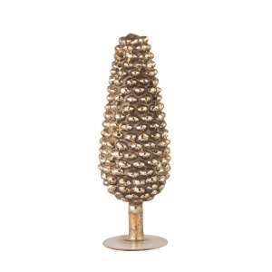 11 Luxury Lodge Gold Mercury Glass Style Pine Cone Finial Christmas Decoration - All