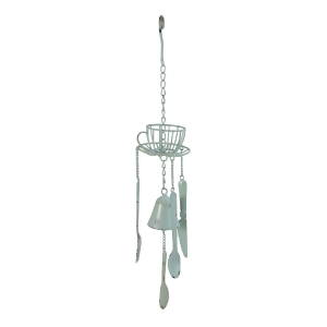 23.25 Blue Cafe Themed Hanging Outdoor Garden Wind Chime Decoration - All