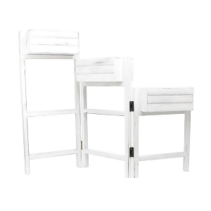 27.25 Decorative White 3 Tier Hinged Wooden Garden Planter Stand - All