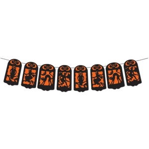 Pack of 12 Jointed Vintage-style Halloween Streamer Banner Hanging Decorations 7 x 12 - All