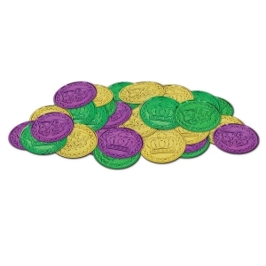 Club Pack of 1200 Metallic Green Gold and Purple Mardi Gras Coin Party Favors 1.5'' - All
