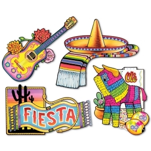 Club Pack of 48 Festive Multi-Colored Mexican Fiesta Cutout Decorations 19.25 - All