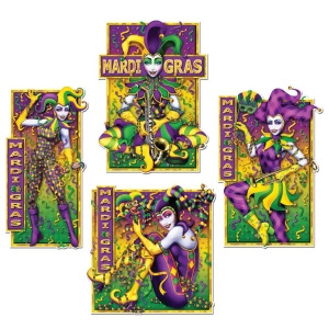 Pack of 48 Vibrant Masquerade Mime Mardi Gras Double-Sided Party Cutout Decorations - All