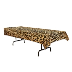 Club Pack of 12 Black Brown and Tan Leopard Print Table Covers 54 x 108 - All