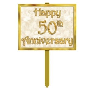 Pack of 6 Gold and Tan Happy 50th Anniversary Yard Sign Decorations 24 - All