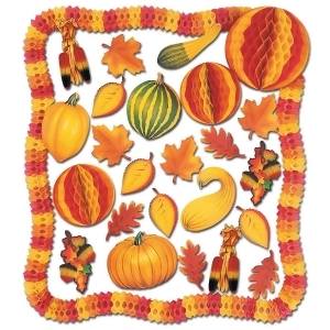 28-Piece Squash Pumpkin Leaf and Tissue Garland Fall Decoration Kit - All