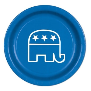 Pack of 96 Disposable Blue Republican Elephant Dinner Plates 9 - All