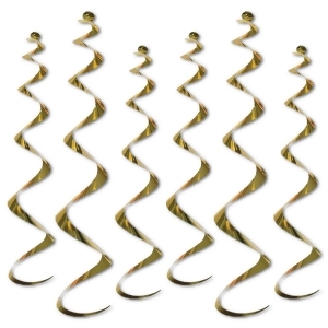 Club Pack of 36 Metallic Gold Twirly Whirly Hanging Decorations 36 - All