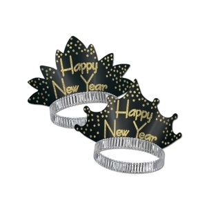 Club Pack of 50 Sprakling Gold Happy New Years Legacy Party Favor Tiaras - All