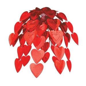 Pack of 12 Metallic Red Cascade Valentines Hearts Hanging Party Decorations 24 - All