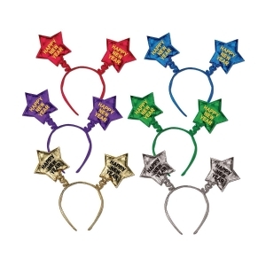 Club Pack of 12 Happy New Year Stars Boppers Decorative Headbands - All