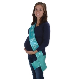 Turquoise Mom To Be Satin Sash - All