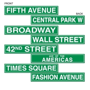 Club Pack of 48 Green New York City Street Sign Cutouts 4 x 24 - All