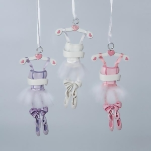 Set of 3 Pink White and Purple Ballet Dress on a Hanger Christmas Ornaments 4.75 - All