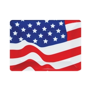 Club Pack of 12 Patriotic Stars and Stripes Rectangular Decorative Party Serving Tray 14 - All