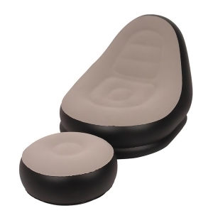 49 Jet Black and Taupe Inflatable Deluxe Lounge Chair with Foot Rest - All