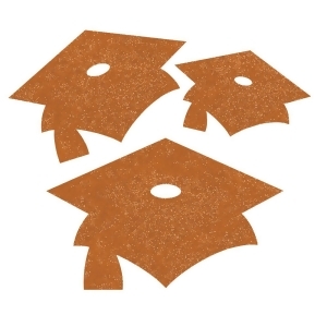 Club Pack of 72 Sunkissed Orange Graduation Cap Mini Glitter Cutouts - All