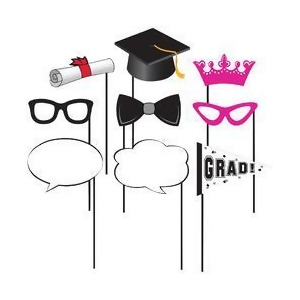 Club Pack of 60 Pink Black and White Graduation Photo Prop Sticks 10 - All