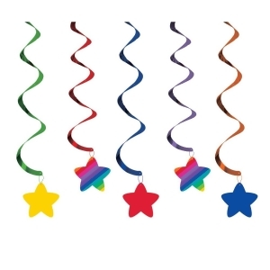 Club Pack of 30 Yellow Red and Blue Rainbow Star Hanging Decoration - All