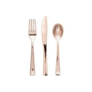Club Pack of 288 Shiny Metallic Rose Gold Party Plastic Cutlery Assortment - All