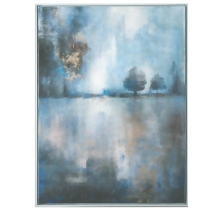41 Hand Painted Lake At Dusk Abstract Stretched Framed Canvas Wall Art - All