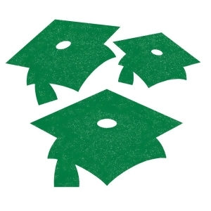 Club Pack of 72 Emerald Green Graduation Cap Mini Glitter Cutouts - All
