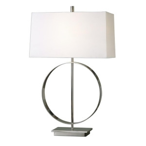 29 Addison Round Polished Nickel Band and White Tapered Rectangle Hardback Shade Table Lamp - All