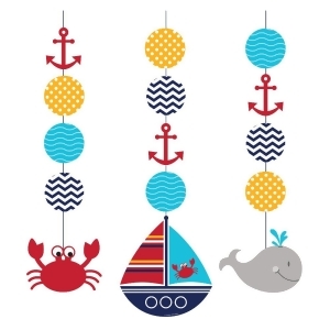 Club Pack of 18 Blue Red and Yellow Ahoy Matey Hanging Decoration - All