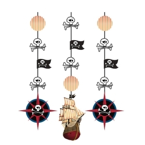 Club Pack of 18 Pirate Theme Map and Skulls Hanging Decoration - All