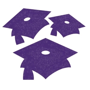 Club Pack of 72 Purple Graduation Cap Mini Glitter Cutouts - All